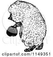 Poster, Art Print Of Retro Vintage Black And White Hedgehog Holding A Hat
