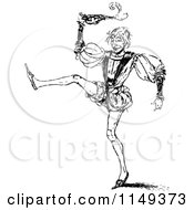 Clipart Of A Retro Vintage Black And White Jovial Man Royalty Free Vector Illustration