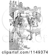 Clipart Of A Retro Vintage Black And White Man Being Apprehended Royalty Free Vector Illustration