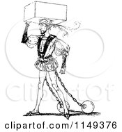 Poster, Art Print Of Retro Vintage Black And White Man With Balls And Chains