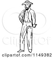 Clipart Of A Retro Vintage Black And White Farmer Royalty Free Vector Illustration