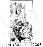 Poster, Art Print Of Retro Vintage Black And White Man Feeding Another