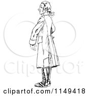 Clipart Of A Retro Vintage Black And White Man In A Coat Royalty Free Vector Illustration