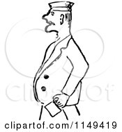 Clipart Of A Retro Vintage Black And White Man Facing Left Royalty Free Vector Illustration