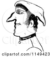 Clipart Of A Retro Vintage Black And White Man In A Pointy Hat 2 Royalty Free Vector Illustration