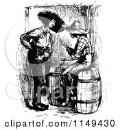 Clipart Of Retro Vintage Black And White Men Talking 2 Royalty Free Vector Illustration
