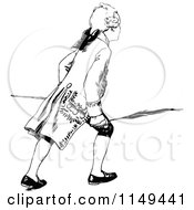 Clipart Of A Retro Vintage Black And White Young Man Walking Royalty Free Vector Illustration