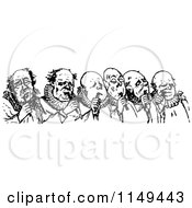 Clipart Of Retro Vintage Black And White Men Eating Candy Royalty Free Vector Illustration