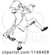 Clipart Of A Retro Vintage Black And White Wig Man Walking Like A Zombie Royalty Free Vector Illustration