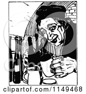 Clipart Of A Retro Vintage Black And White Man Drinking Royalty Free Vector Illustration by Prawny Vintage