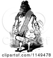 Poster, Art Print Of Retro Vintage Black And White Rear View Of A Man With A Sword