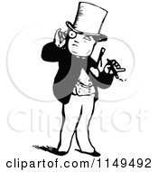 Clipart Of A Retro Vintage Black And White Posh Man With A Cigar Royalty Free Vector Illustration