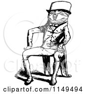 Clipart Of A Retro Vintage Black And White Man Sitting Royalty Free Vector Illustration