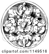 Clipart Of A Retro Vintage Black And White Floral Medallion Design Royalty Free Vector Illustration