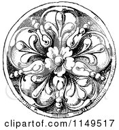 Clipart Of A Retro Vintage Black And White Floral Medallion Design 2 Royalty Free Vector Illustration