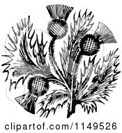 Retro Vintage Black And White Thistle Flower