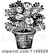 Clipart Of A Retro Vintage Black And White Potted Flower Plant Royalty Free Vector Illustration