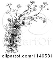 Clipart Of Retro Vintage Black And White Wildflowers Royalty Free Vector Illustration