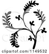 Retro Vintage Black And White Plant Sprig