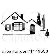 Clipart Of A Retro Vintage Black And White Home 1 Royalty Free Vector Illustration