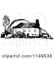 Clipart Of A Retro Vintage Black And White Home 2 Royalty Free Vector Illustration