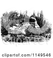Poster, Art Print Of Retro Vintage Black And White Cottage