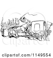 Poster, Art Print Of Retro Vintage Black And White Rear View Of A Carriage And People Blocking