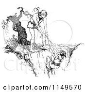 Poster, Art Print Of Retro Vintage Black And White Man Rescuing A Girl From A Cliff