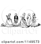 Clipart Of A Retro Vintage Black And White Group Of Ladies And Gents Royalty Free Vector Illustration