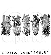 Clipart Of Retro Vintage Black And White Caddis Worm Nests Royalty Free Vector Illustration
