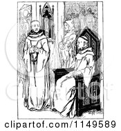 Clipart Of Retro Vintage Black And White Monks Talking Royalty Free Vector Illustration by Prawny Vintage
