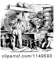 Clipart Of Retro Vintage Black And White People Working In A Bakery Royalty Free Vector Illustration by Prawny Vintage
