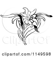 Clipart Of A Retro Vintage Black And White Flower Royalty Free Vector Illustration