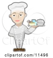 Male Chef Serving A Platter Of Food