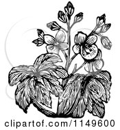 Clipart Of Retro Vintage Black And White Flowers 2 Royalty Free Vector Illustration