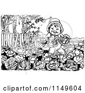 Poster, Art Print Of Retro Vintage Black And White Boy Running In A Cabbage Patch