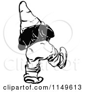 Clipart Of A Retro Vintage Black And White Gnome Walking Away Royalty Free Vector Illustration by Prawny Vintage