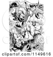 Poster, Art Print Of Retro Vintage Black And White Jack And Jill Falling With A Bucket Of Water 2