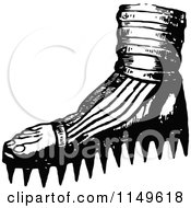 Clipart Of A Retro Vintage Black And White Foot With Spiked Soles Royalty Free Vector Illustration by Prawny Vintage