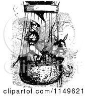 Clipart Of A Retro Vintage Black And White Man On A Horse In A Hot Air Balloon Royalty Free Vector Illustration by Prawny Vintage