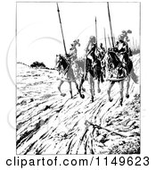 Poster, Art Print Of Retro Vintage Black And White Knights Riding On Horseback