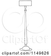 Clipart Of A Retro Vintage Black And White Floor Lamp Royalty Free Vector Illustration