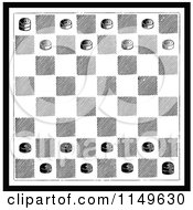 Poster, Art Print Of Retro Vintage Black And White Checkers Game Board