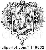 Clipart Of A Retro Vintage Black And White Warrior Design With Leaves Royalty Free Vector Illustration
