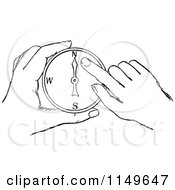 Clipart Of Retro Vintage Black And White Hands Holding A Compass Royalty Free Vector Illustration by Prawny Vintage