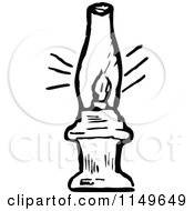 Clipart Of A Retro Vintage Black And White Lamp Royalty Free Vector Illustration