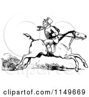 Retro Vintage Black And White Man Riding A Horse Backwards