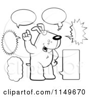 Poster, Art Print Of Black And White Doggy Character With Multiple Word Balloons