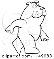 Cartoon Clipart Of A Black And White Bulldog Walking Upright Vector Outlined Coloring Page