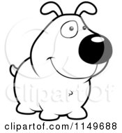 Cartoon Clipart Of A Black And White Dog Smiling Vector Outlined Coloring Page